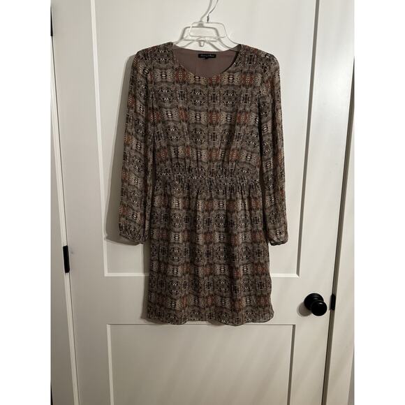 Broadway and Broome 100% Silk Swirl Dress Sz 2 Preppy Dark Academia Office - Picture 1 of 12